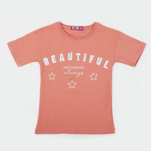 Eminent Girls Half Sleeves T-Shirt - Tea Pink, Girls T-Shirts, Eminent, Chase Value