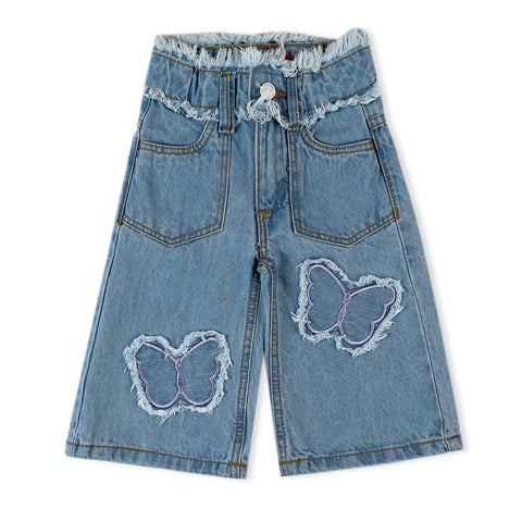 Eminent Girls Wider Leg Denim Capri - Light Blue