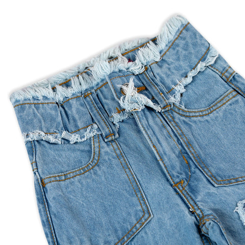 Eminent Girls Wider Leg Denim Capri - Light Blue
