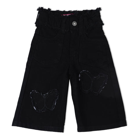 Eminent Girls Wider Leg Denim Capri - Black