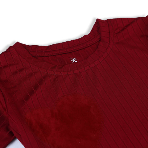 Eminent Girls Half Sleeves T-Shirt - Maroon