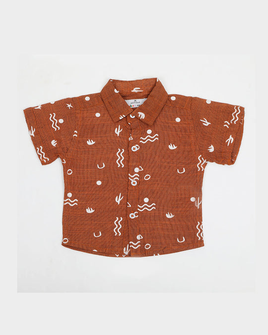 Eminent Newborn Half Sleeves Casual Shirt - Brown, Newborn Boys Shirts & T-Shirts, Eminent, Chase Value