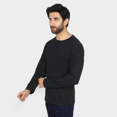 Eminent Men's Full Sleeves Round Neck T-Shirt - Black