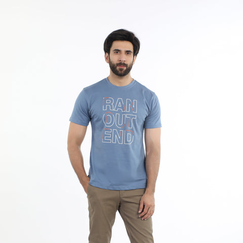 Eminent Men's Half Sleeves Round Neck T-Shirt - Ash Blue