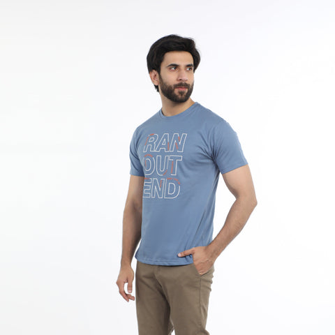 Eminent Men's Half Sleeves Round Neck T-Shirt - Ash Blue