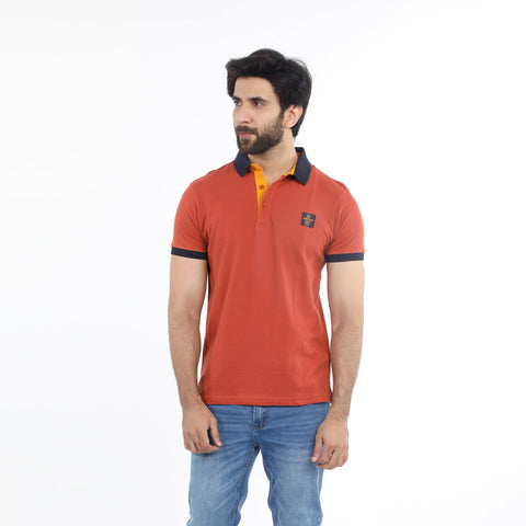 Eminent Men's Half Sleeves Polo T-Shirt - Reddish Brown