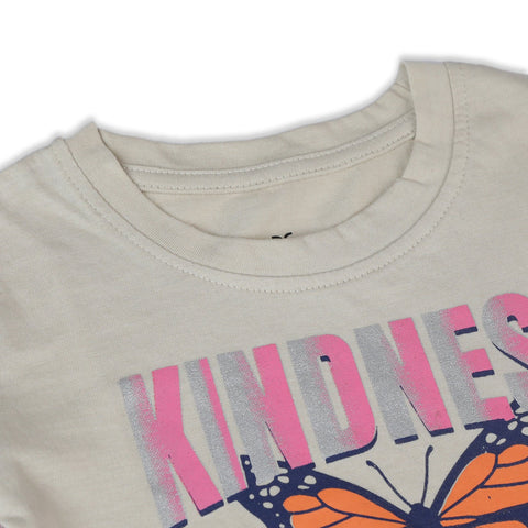 Eminent Girls Half Sleeves T-Shirt - Cream