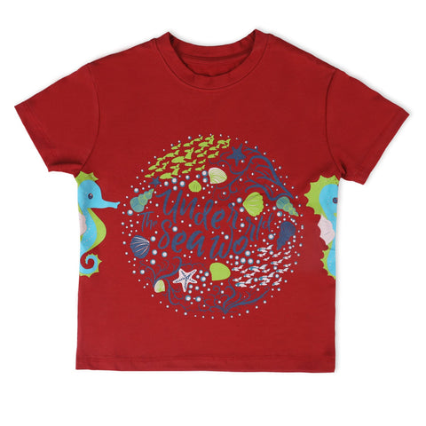 Eminent Girls Half Sleeves T-Shirt - Red