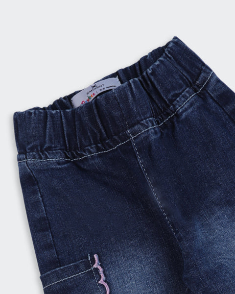 Newborn Girls Embroidered Denim Pants