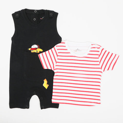 Eminent Newborn Boys Half Sleeves Romper - Black, Newborn Boys Rompers, Eminent, Chase Value