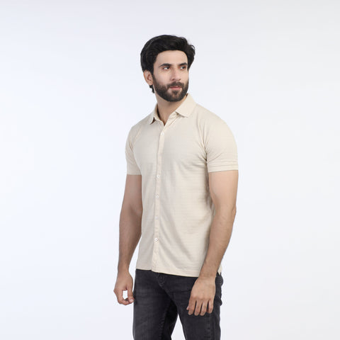 Eminent Men's Half Sleeves Polo Front Open Shirt - Beige