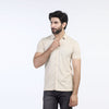 Eminent Men's Half Sleeves Polo Front Open Shirt - Beige