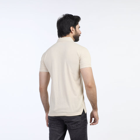 Eminent Men's Half Sleeves Polo Front Open Shirt - Beige