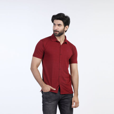 Eminent Men's Half Sleeves Sherwani Collar Front Open T-Shirt
