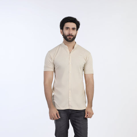 Eminent Men's Half Sleeves Polo Front Open Shirt - Beige