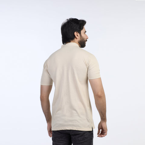 Eminent Men's Half Sleeves Polo Front Open Shirt - Beige