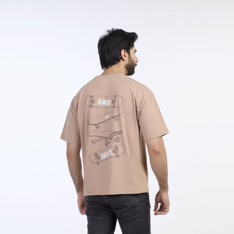 Eminent Men's Half Sleeves  Printed T-Shirt - Brown