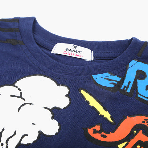 Eminent Girls Half Sleeves T-Shirt - Mid Blue, Girls T-Shirts, Eminent, Chase Value