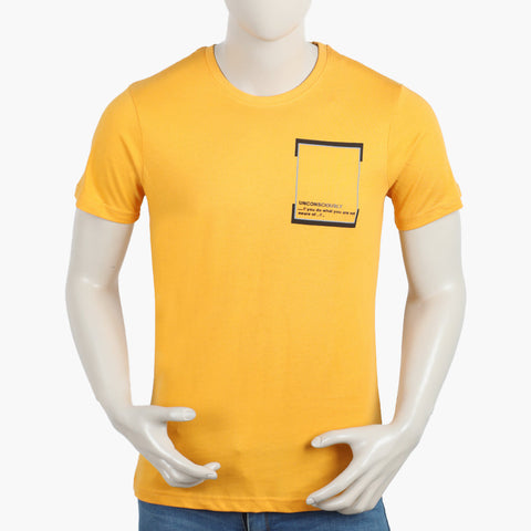 Eminent Men's Round Neck Half Sleeves Printed T-Shirt - Yellow