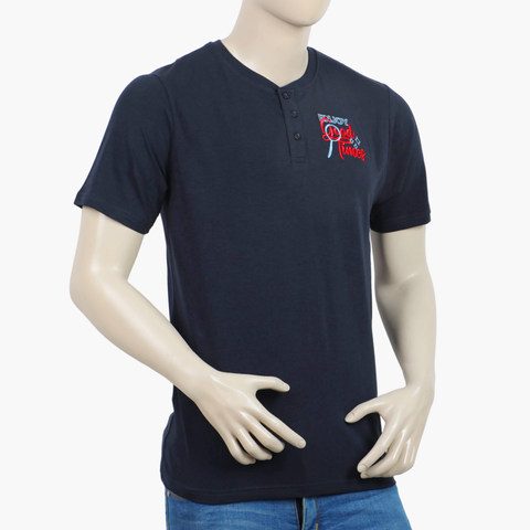 Men's Eminent Round Neck Half Sleeves Printed T-Shirt - Navy Blue