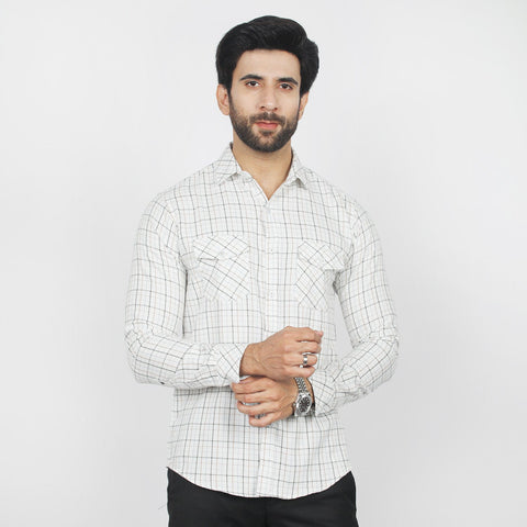 Eminent Men's Casual Check Shirt - White, Men's Shirts, Eminent, Chase Value