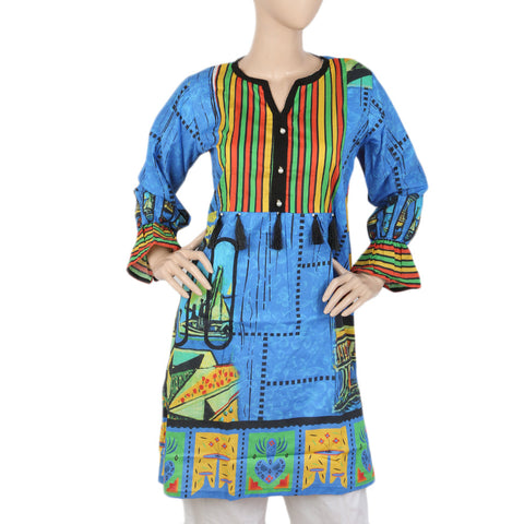 Women's Digital Printed Kurti - Blue, Women, Ready Kurtis, Eminent, Chase Value