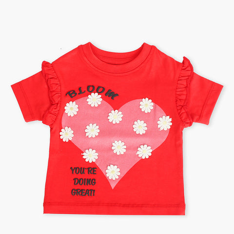 Eminent Newborn Girls Half Sleeves T-Shirt - Red, Newborn Girls T-Shirts, Eminent, Chase Value