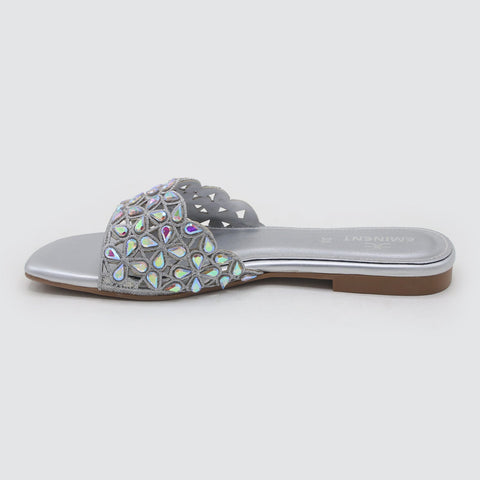 Women's Slippers - Silver