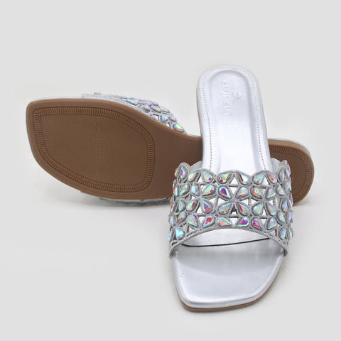 Women's Slippers - Silver