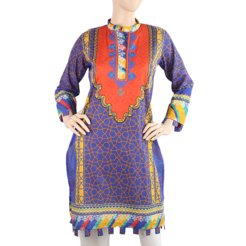 Women's Digital Printed Embroidered  Kurti - Rust, Women, Ready Kurtis, Eminent, Chase Value
