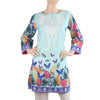 Womens Digital Printed Embroidered  Kurti 5057-D - Cyan, Women, Ready Kurtis, Eminent, Chase Value