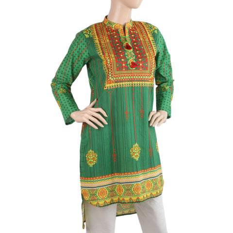 Women's Digital Embroidered Printed Kurti - Green, Women, Ready Kurtis, Eminent, Chase Value