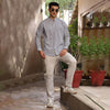 Eminent Men's Casual Stripe Shirt - Mid Blue