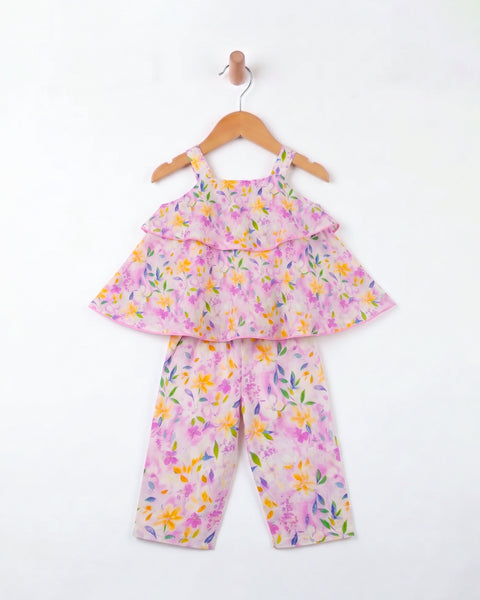 Newborn Girls Printed Fusion 2 Pcs Suit