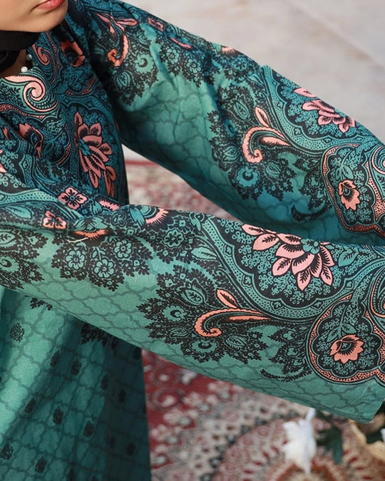 Eminent Women's Printed 2Pcs Suit - Sea Green