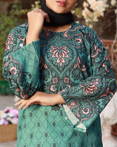 Women's Printed 2Pcs Suit - Sea Green