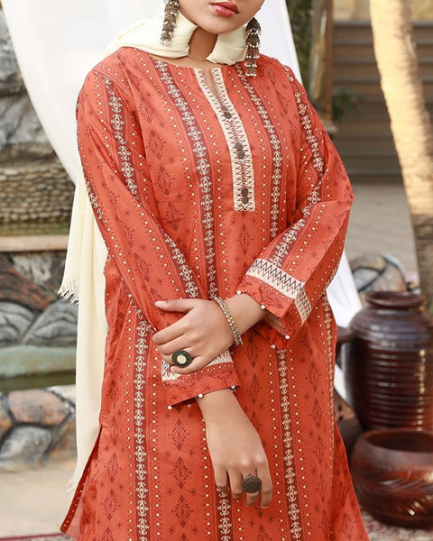 Eminent Women's Printed 2Pcs Suit - Rust