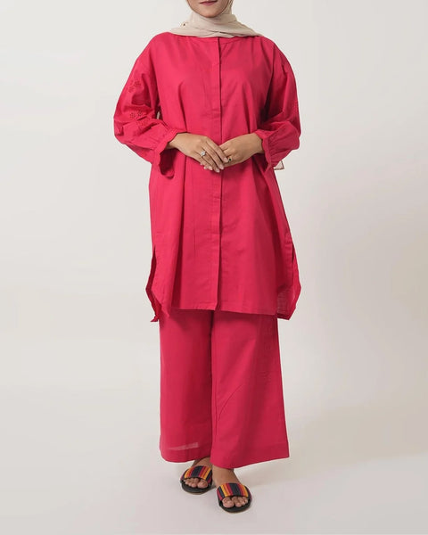 Women's Stitched 2-Piece Cotton Co-Ord Set