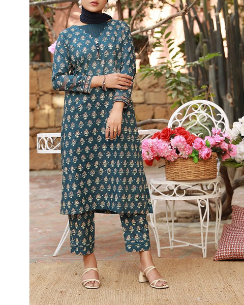 Women's Printed 02 PCS Suit - Blue
