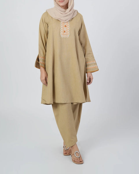 Women's Embroidered 02 PCS Suit