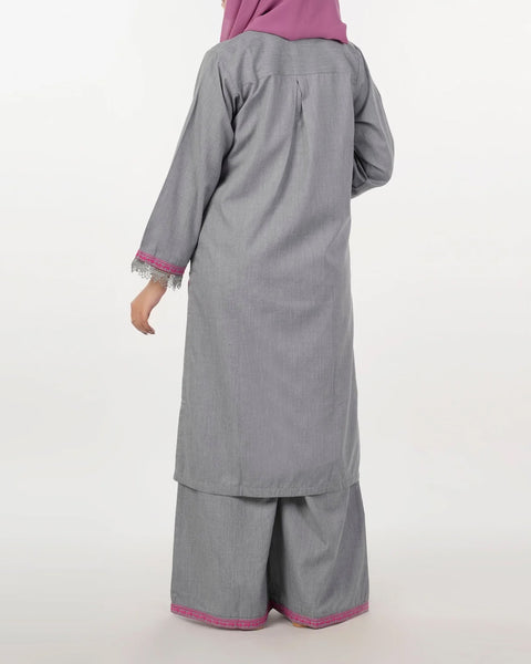 Women's Embroidered 2Pcs Stitched Suit - Grey