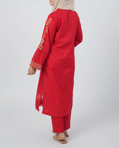 Women's Embroidered 02 Pcs Shalwar Suits - Red