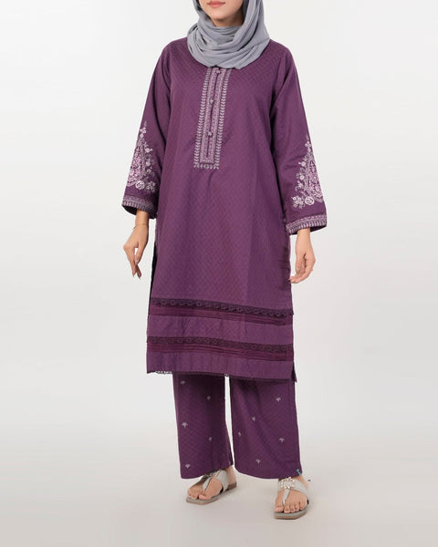 Women's Embroidered 02 Pcs Shalwar Suits - Purple
