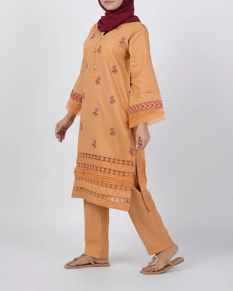 Women's Embroidered 03 Pcs Shalwar Suits - Brown