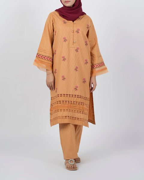 Women's Embroidered 03 Pcs Shalwar Suits - Brown